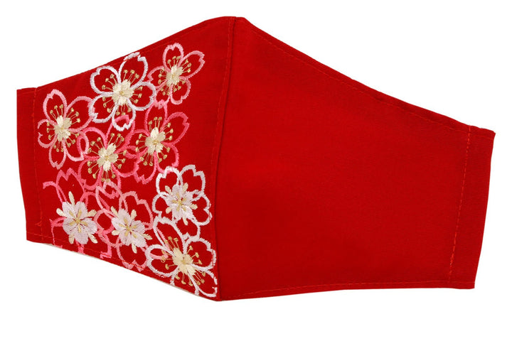 Reusable Red Color Embroidery Face Mask With Mask Charm - 7 Design Choices