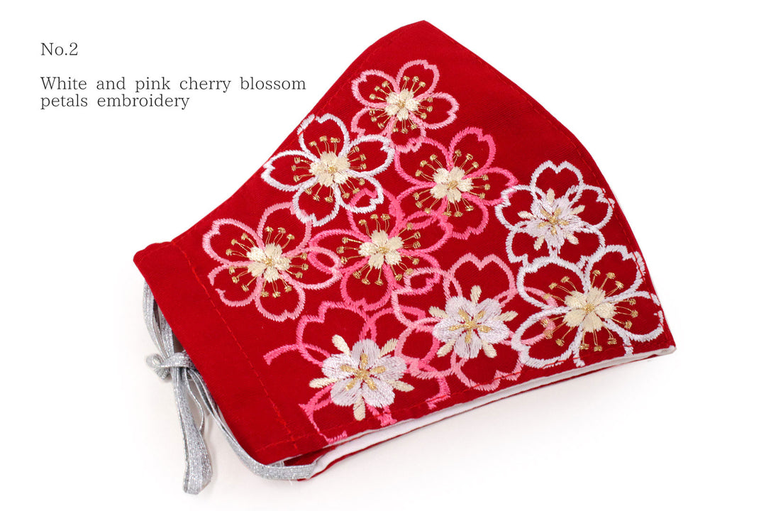 Reusable Red Color Embroidery Face Mask With Mask Charm - 7 Design Choices