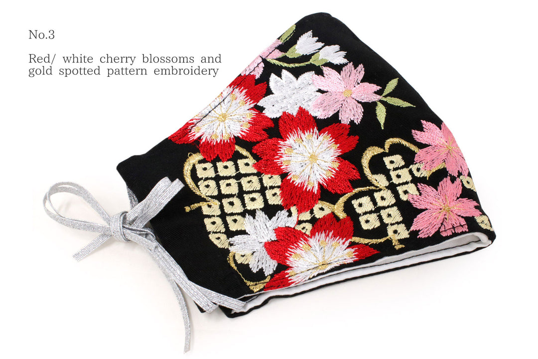 Reusable Black Color Embroidery Face Mask With Mask Charm - 7 Design Choices