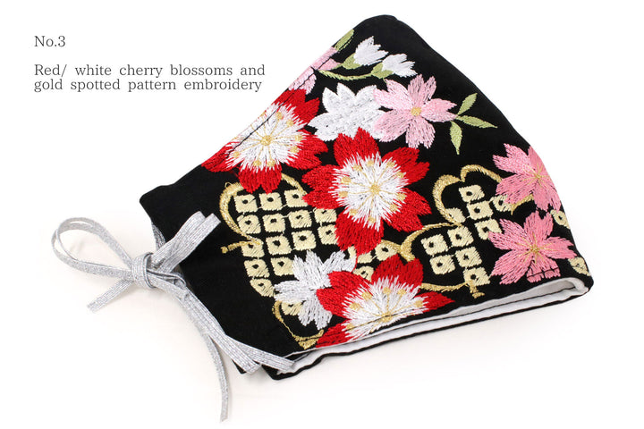 Reusable Black Color Embroidery Face Mask With Mask Charm - 7 Design Choices