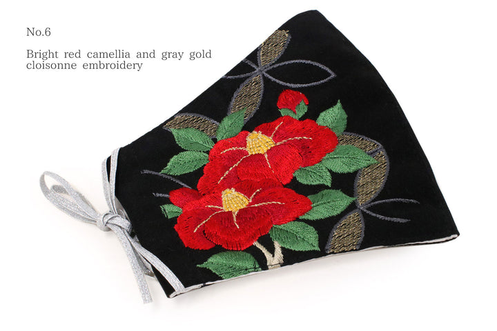 Reusable Black Color Embroidery Face Mask With Mask Charm - 7 Design Choices