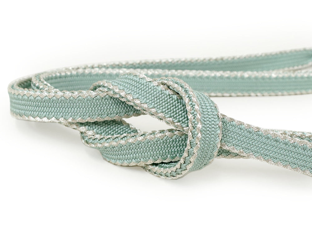 Silk Obijime Kimono Cord/ Kimono Accessory, Mint Green Silver