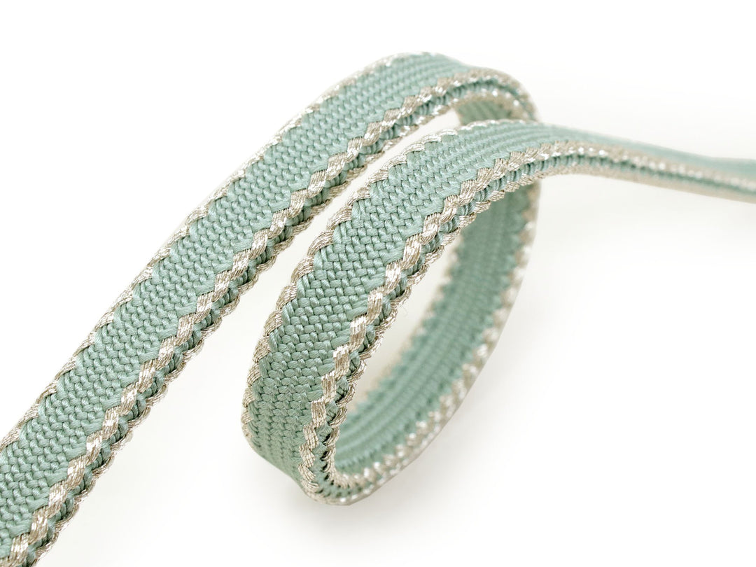 Silk Obijime Kimono Cord/ Kimono Accessory, Mint Green Silver