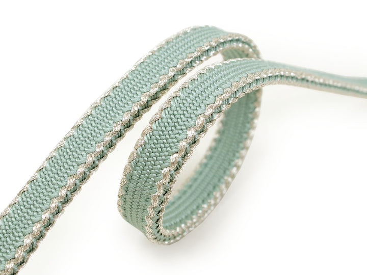 Silk Obijime Kimono Cord/ Kimono Accessory, Mint Green Silver