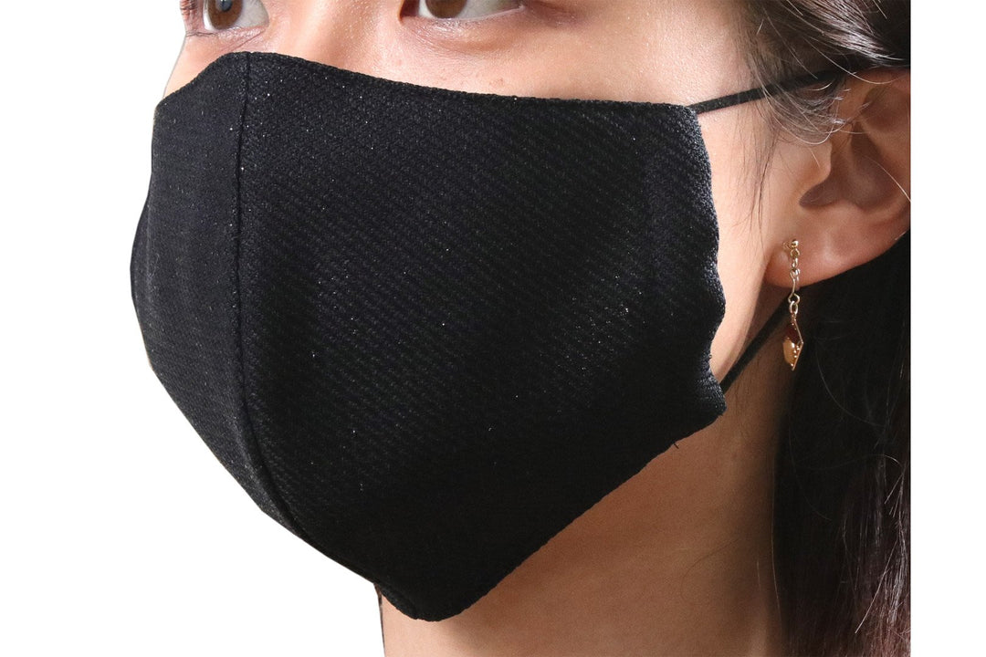 Reusable Easy Breathe Cotton Glitter Color Cloth Face Mask - Black