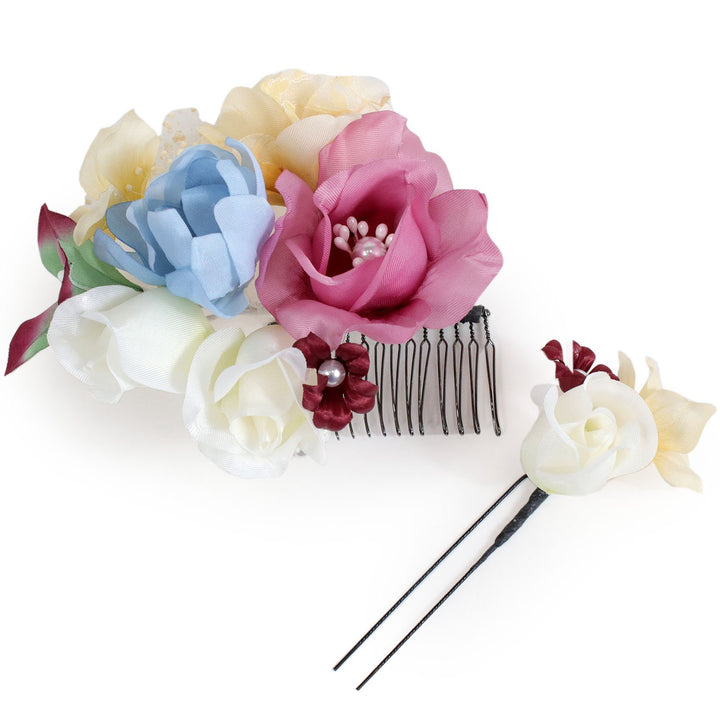 Japanese Kimono Hair Accessory Clip - U-pin 2 pcs Set Rose