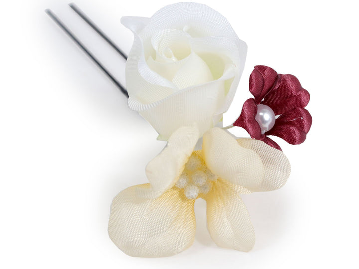 Japanese Kimono Hair Accessory Clip - U-pin 2 pcs Set Rose