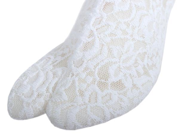 Womens Fleece Lace Japanese Kimono Tabi Socks Stretch 4 Kohaze 21.5 - 27.0cm White/Black