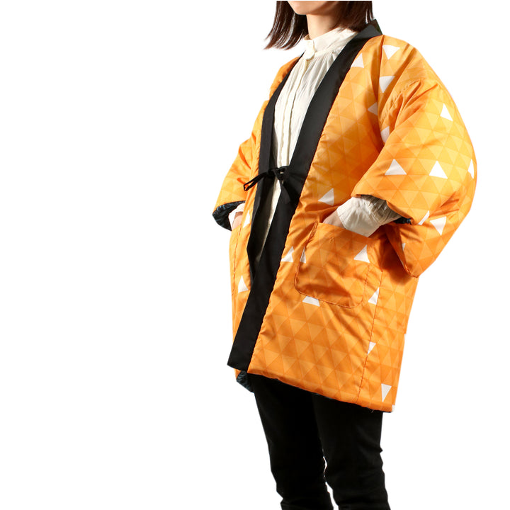 Unisex Reversible Hanten Robe, Japanese Kimono Haori Winter Warm Jacket Coat Outerwear