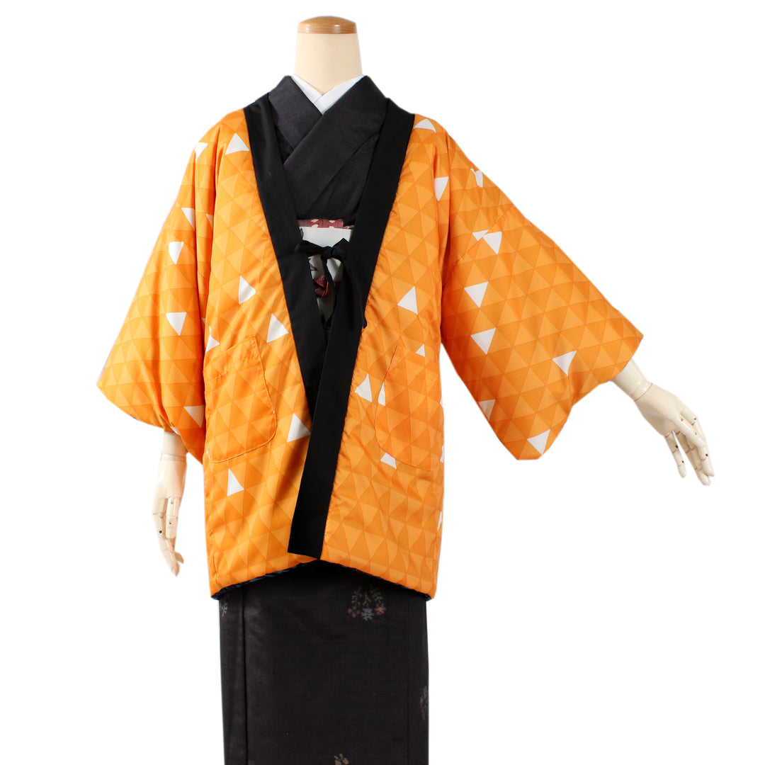 Unisex Reversible Hanten Robe, Japanese Kimono Haori Winter Warm Jacket Coat Outerwear