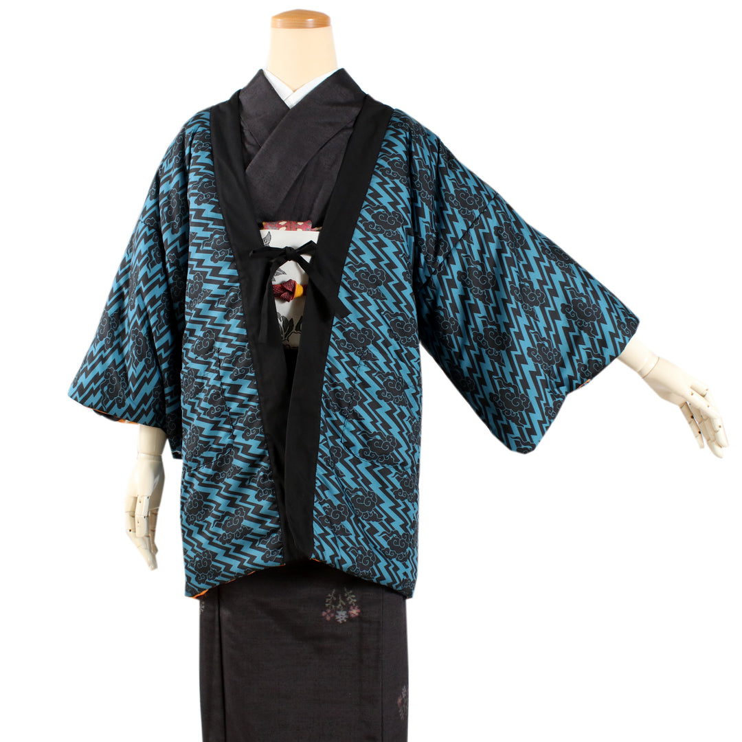 Unisex Reversible Hanten Robe, Japanese Kimono Haori Winter Warm Jacket Coat Outerwear