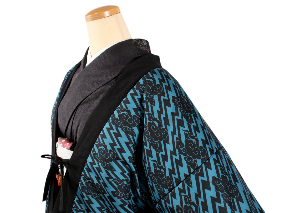 Unisex Reversible Hanten Robe, Japanese Kimono Haori Winter Warm Jacket Coat Outerwear