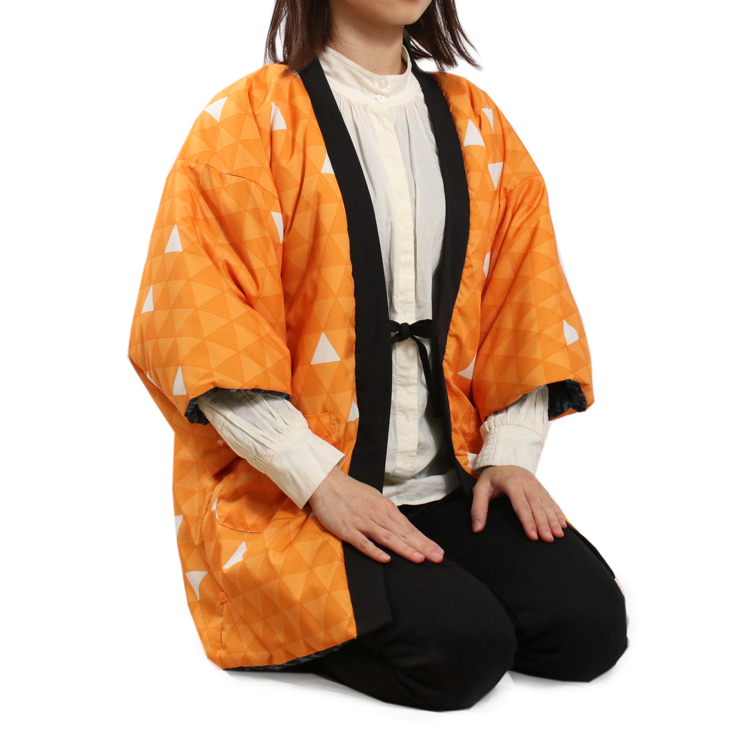 Unisex Reversible Hanten Robe, Japanese Kimono Haori Winter Warm Jacket Coat Outerwear