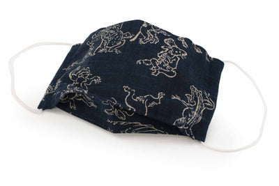 Reusable Washable Cotton Face Mask - Navy Animal, Japanese Traditional Pattern