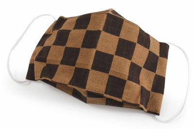 Reusable Washable Cotton Face Mask - Brown Check, Japanese Traditional Pattern