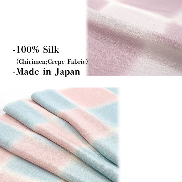 Chirimen Crepe Silk Obiage;Obi Bastle -Two-color checkered pattern / 4 colors-