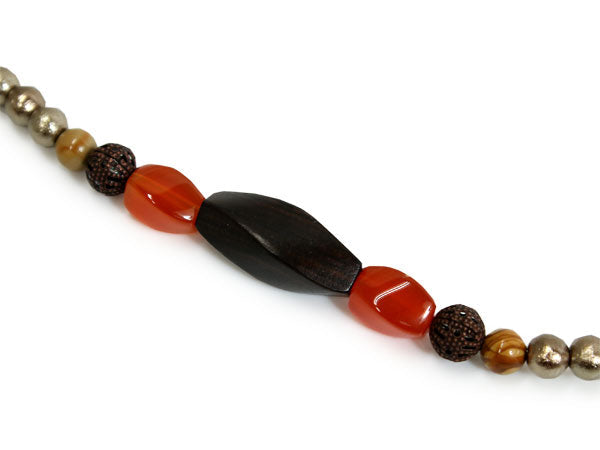 Haori himo natural stone Dark brown ebony, bronze cotton pearls