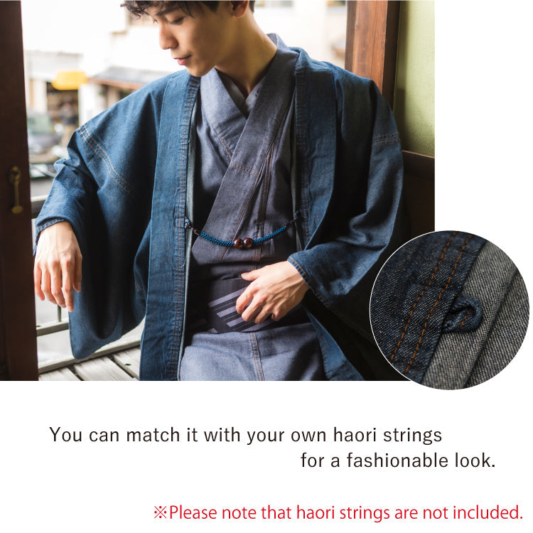 Men's Denim Tailored Japanese Kimono Jacket/Cardigan, Haori Coat
