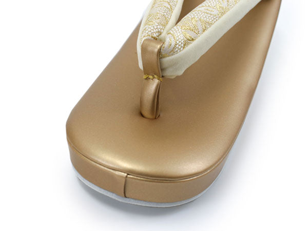 Zori sandals and bag set, Women, Gold,  flower-shaped family crest