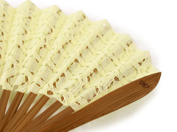 Sensu, foldable fan, fan bag, 2-piece set in paulownia box ,women, yellow, lace