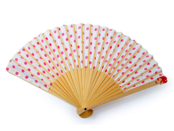 Sensu, Foldable fan, Fan bag, 2-piece set in paulownia box, Women, Red, Dot pattern