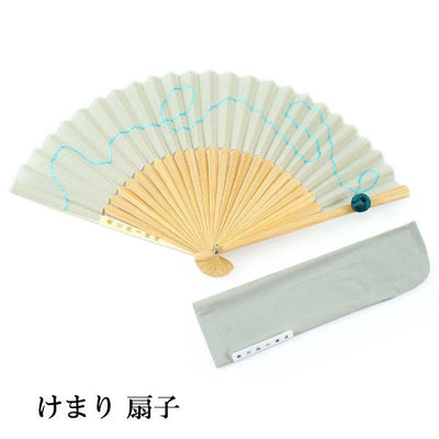 Sensu, Foldable fan, Fan bag, 2-piece set in paulownia box ,Women, Light Gray, Pure Silk