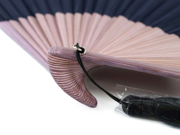 Sensu, Foldable fan, Fan bag, 2-piece set in paulownia box ,Women, Bicolor Light Purple and Black, Cotton