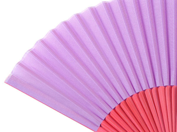 Sensu, Foldable fan, Fan bag, 2-piece set in paulownia box ,Women, Bicolor Light Purple and Pink, Cotton