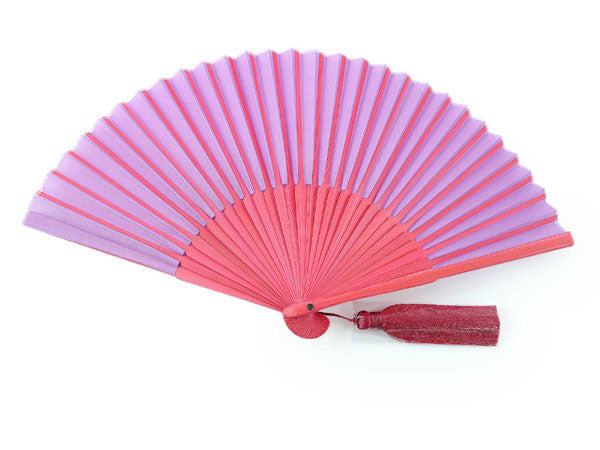 Sensu, Foldable fan, Fan bag, 2-piece set in paulownia box ,Women, Bicolor Light Purple and Pink, Cotton