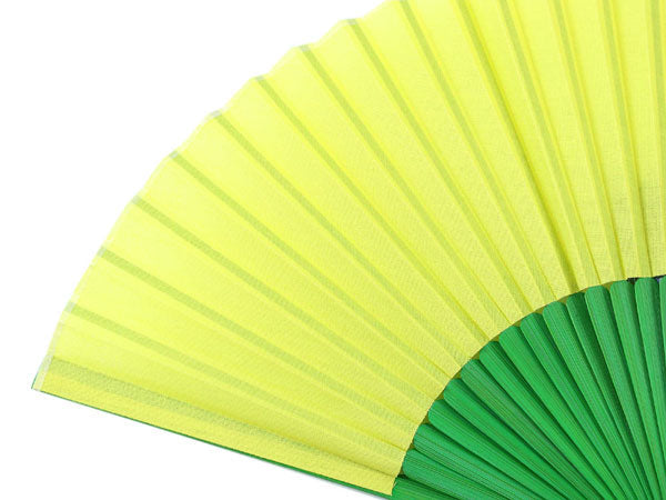 Sensu, Foldable fan, Fan bag, 2-piece set in paulownia box ,Women, Multicolor Yellow,Navy and Green, Cotton