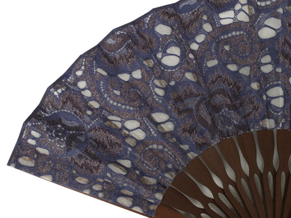 Sensu, Foldable fan, Fan bag, 2-piece set in paulownia box, Women, Masquerade Purple, Lace