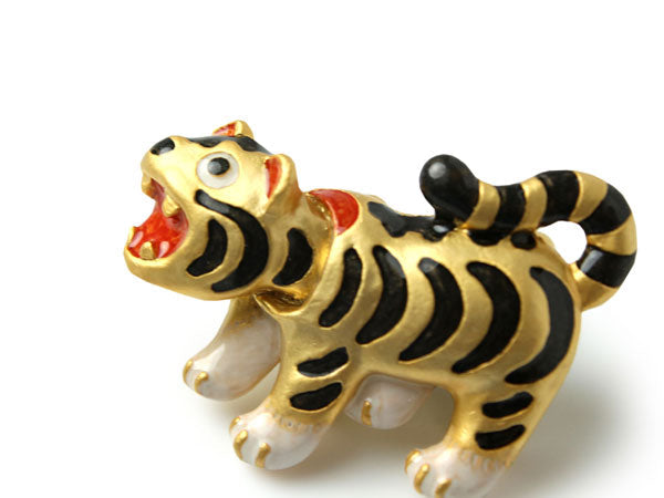 Papier-Mache Tiger Doll OBIDOME;Sash Clip for Japanese Traditional Kimono