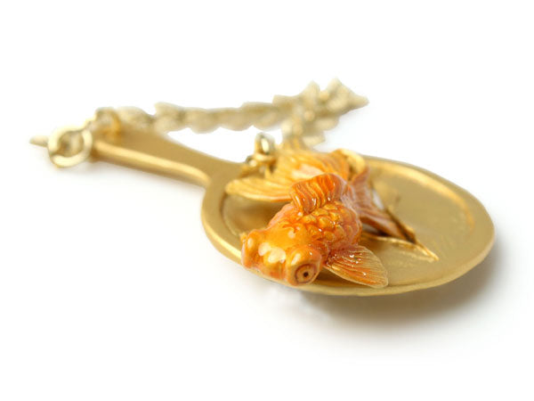 Orange Pop-Eyed Goldfish NETSUKE;Japanese Traditional Accessary