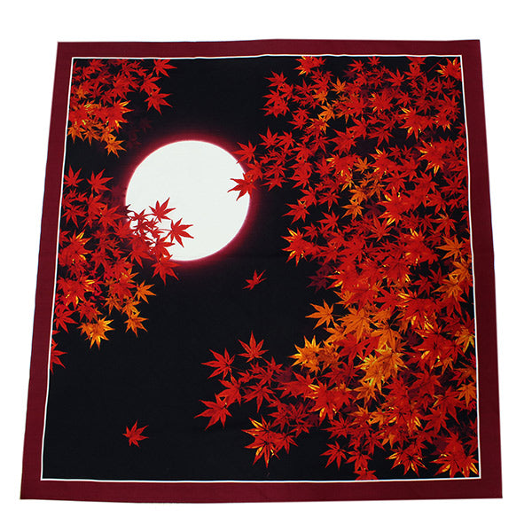 Furoshiki, Black Japanese Autumn Moon and Red Leaves