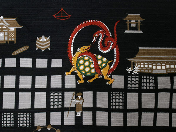 Small Furoshiki Black Kyoto map Kimono Japan