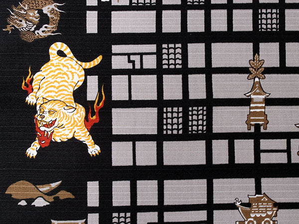 Small Furoshiki Black Kyoto map Kimono Japan