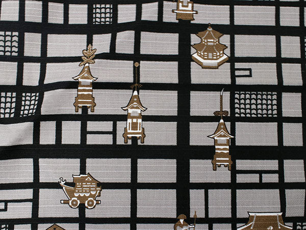 Small Furoshiki Black Kyoto map Kimono Japan