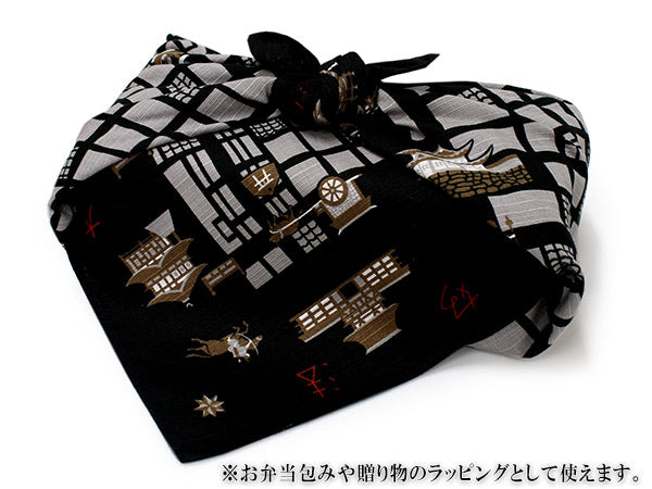 Small Furoshiki Black Kyoto map Kimono Japan