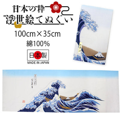 Ukiyoe Tenugui Hand Towel Hokusai nami The Great Wave Pattern