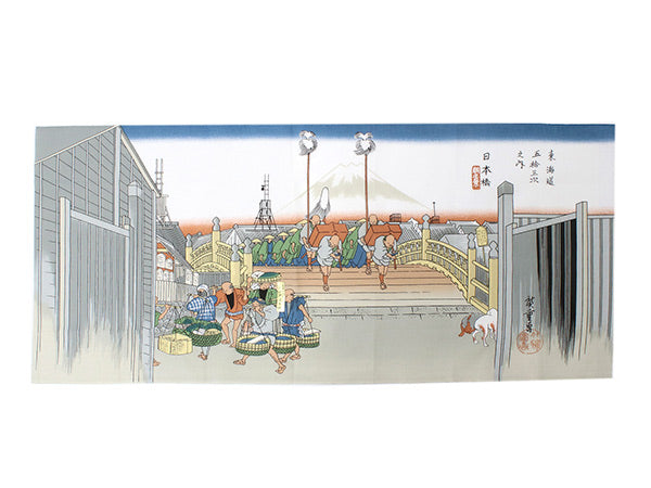 Ukiyoe Tenugui Hand Towel Oedo Nihonbashi Pattern