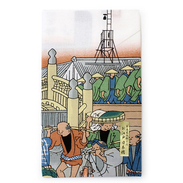 Ukiyoe Tenugui Hand Towel Oedo Nihonbashi Pattern