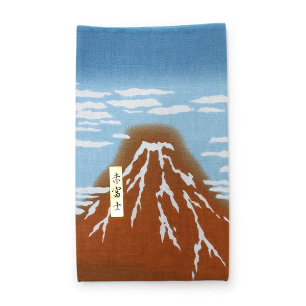 Ukiyoe Tenugui Hand Towel Red Mt. Fuji Pattern