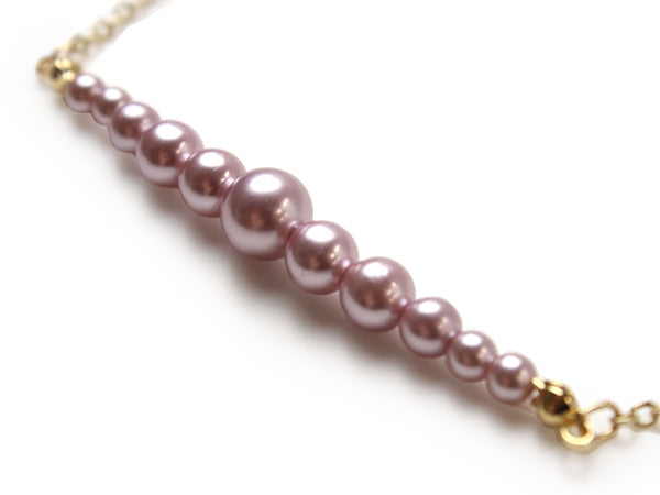 Women's haori string, pink pearl beads clip-on