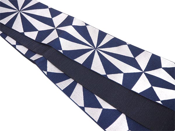 Men's belt ( silver&navy blue / ASANOHA ) Tie it when you wear a yukata or kimono