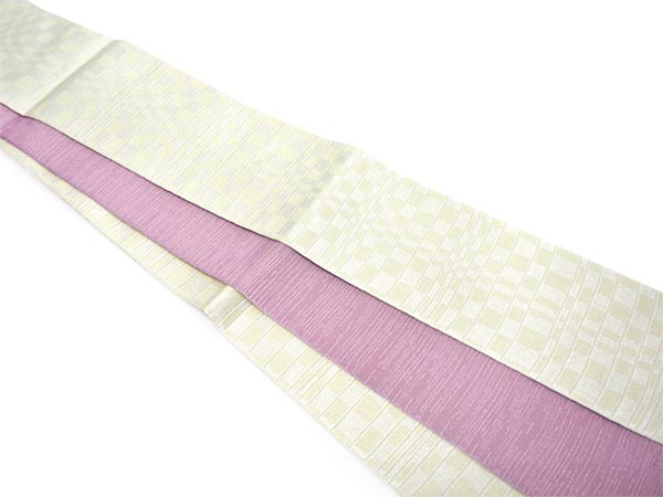 Men's belt ( white&cream / checkerboard ) Tie it when you wear a yukata or kimono