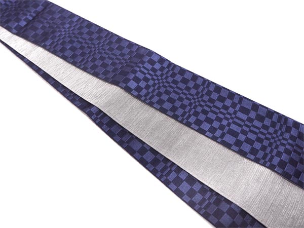 Men's belt ( navy&dark purple / checkerboard ) Tie it when you wear a yukata or kimono