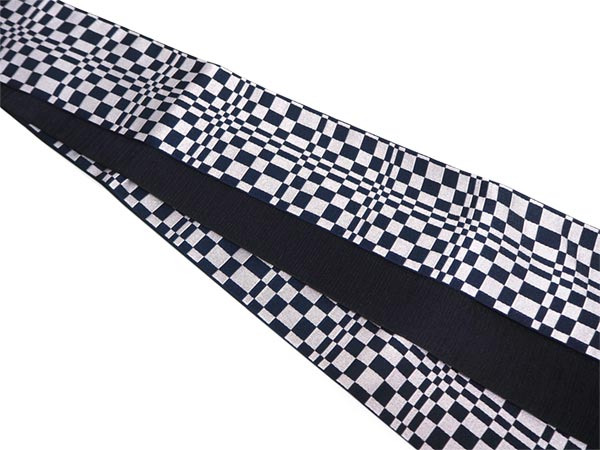 Men's belt ( navy&gray / checkerboard ) Tie it when you wear a yukata or kimono