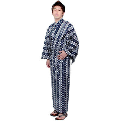 Men's Yukata Robe Japanese Summer Kimono -  Chain Pattern