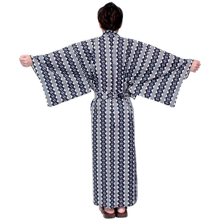 Men's Yukata Robe Japanese Summer Kimono -  Chain Pattern