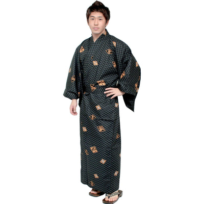 Men's Yukata Robe Japanese Summer Kimono -  Diamond Pattern
